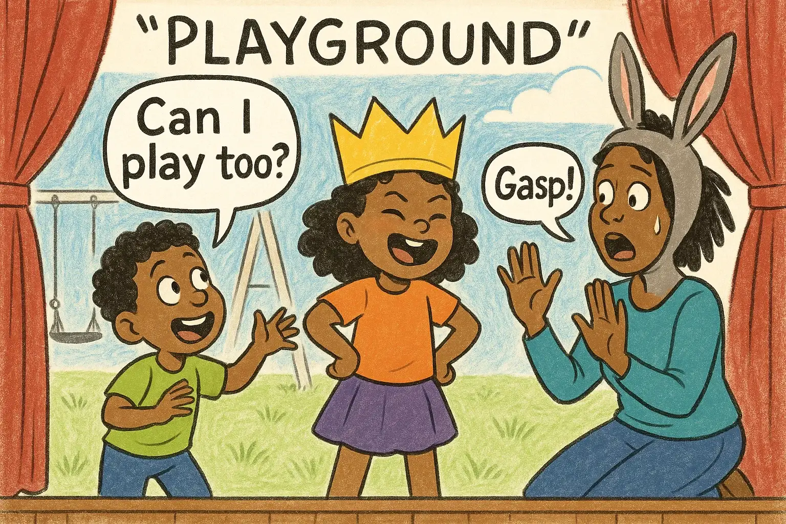 Use role play to rehearse real life situations. Kids performing playful scenes to build confidence.