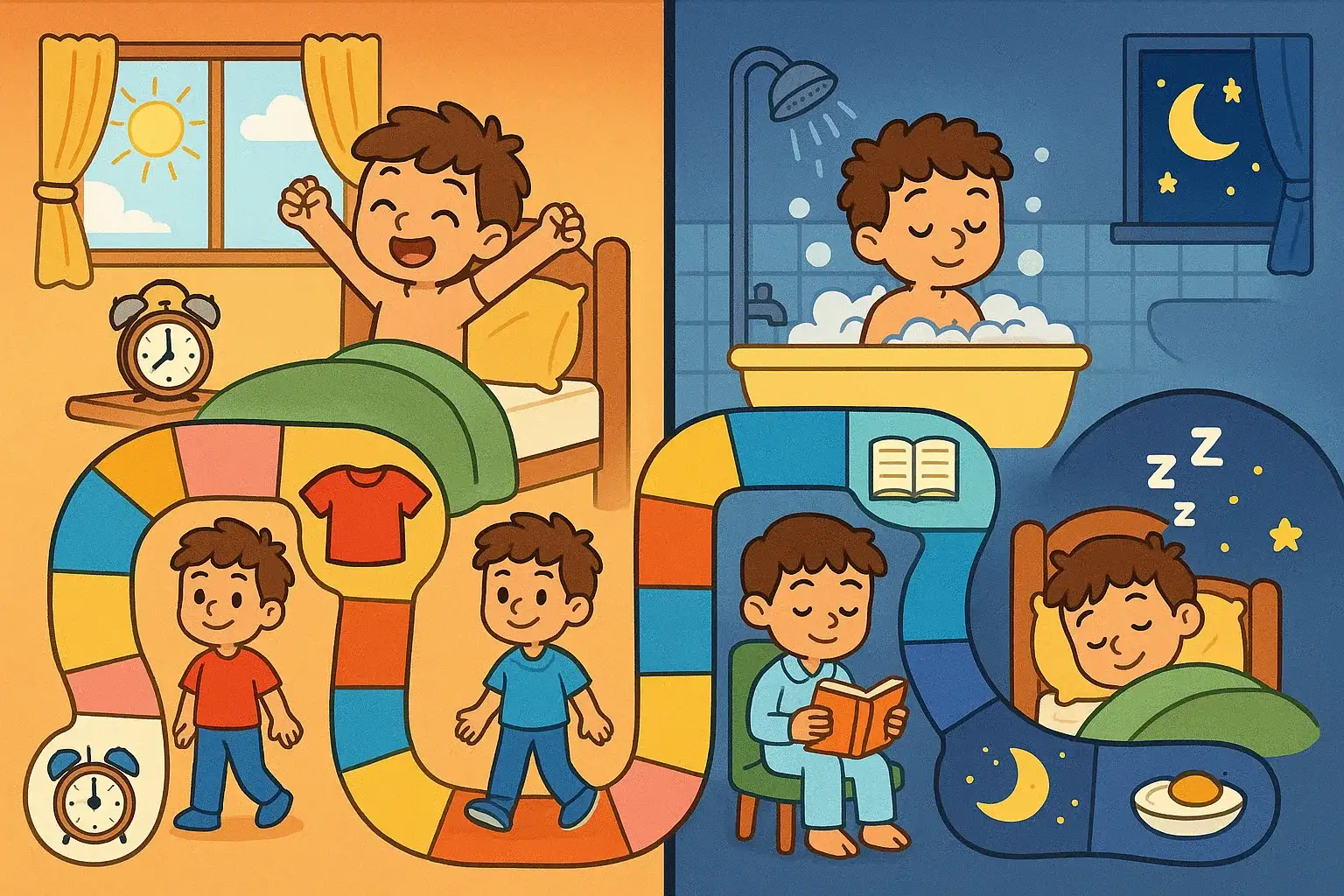 Establish consistent routines with morning and evening activities for children.
