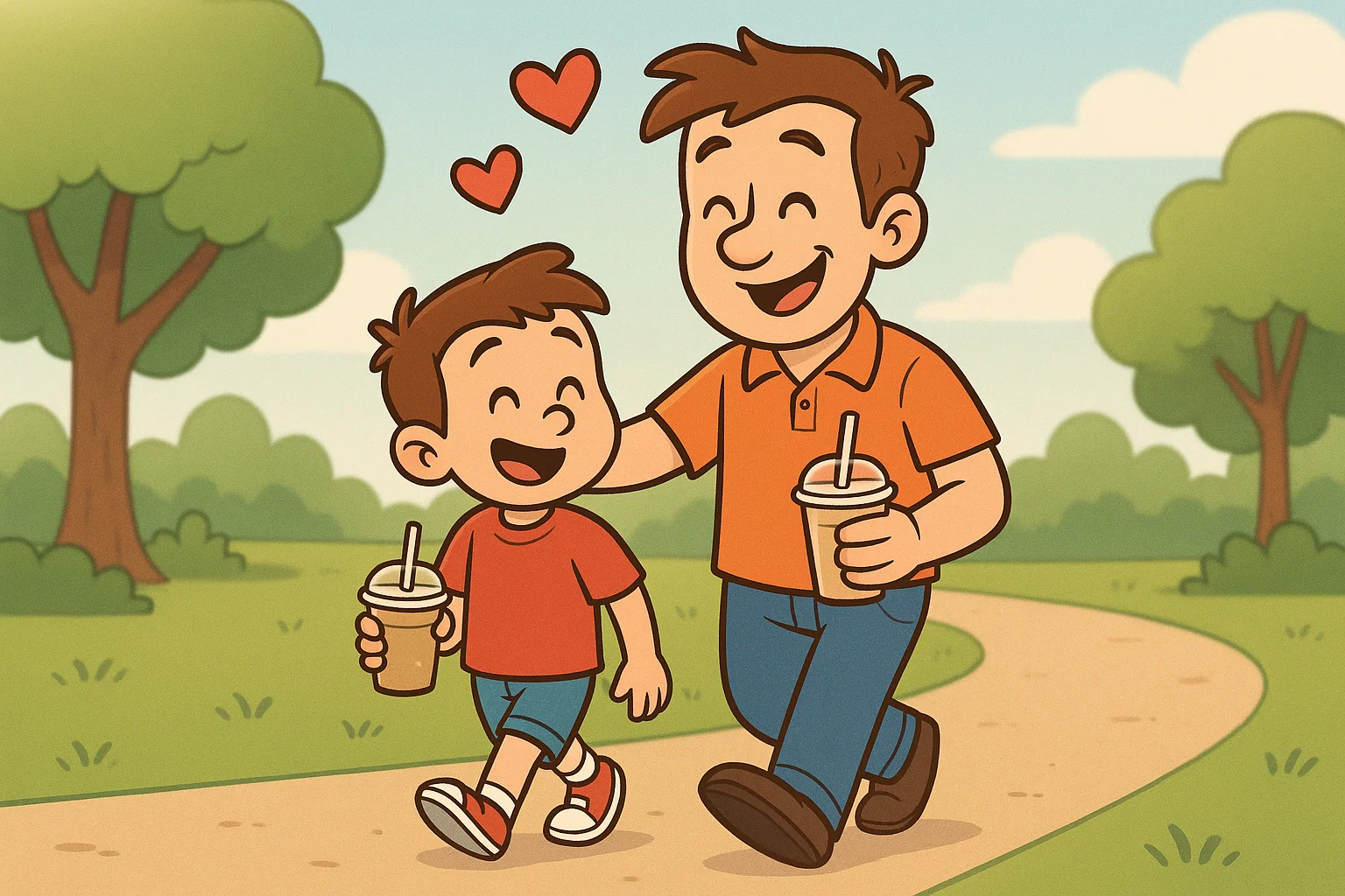  Outdoor father son activities with parent and child playing in nature. 

