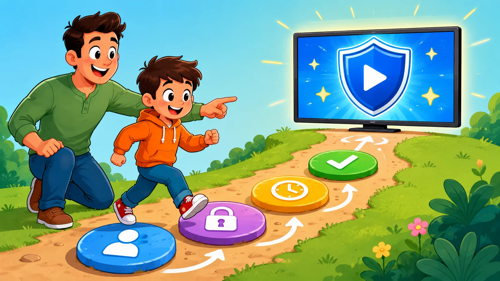 YouTube parental controls setup path leading to safe video screen.