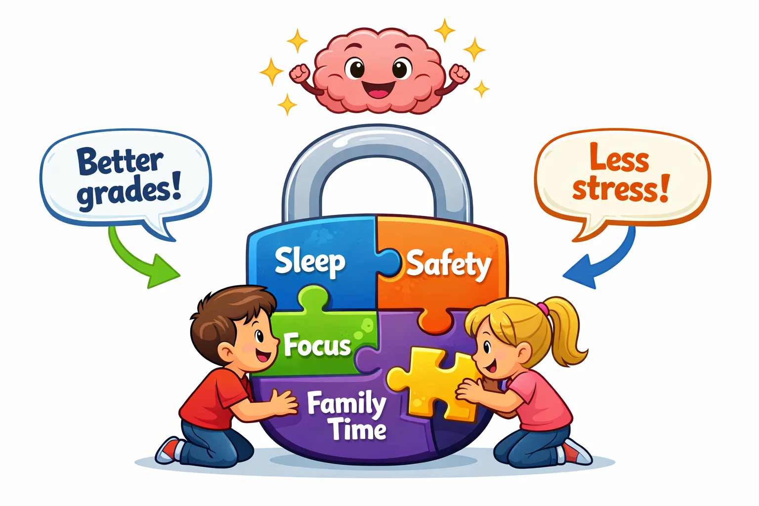 Kids complete benefits puzzle boosting sleep focus and safety.
