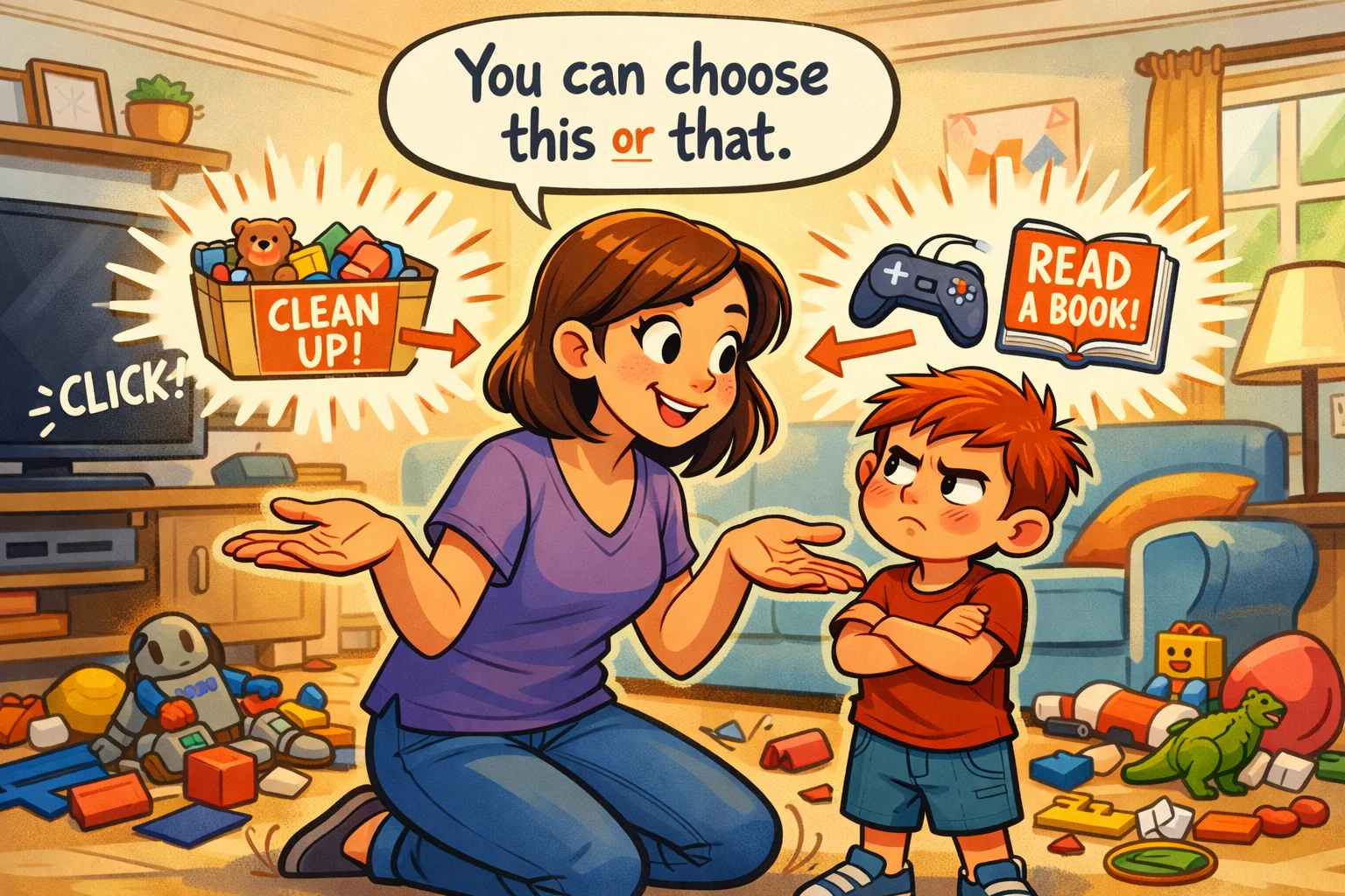 Boundaries that work for parent and child using calm choices during tough moment.
