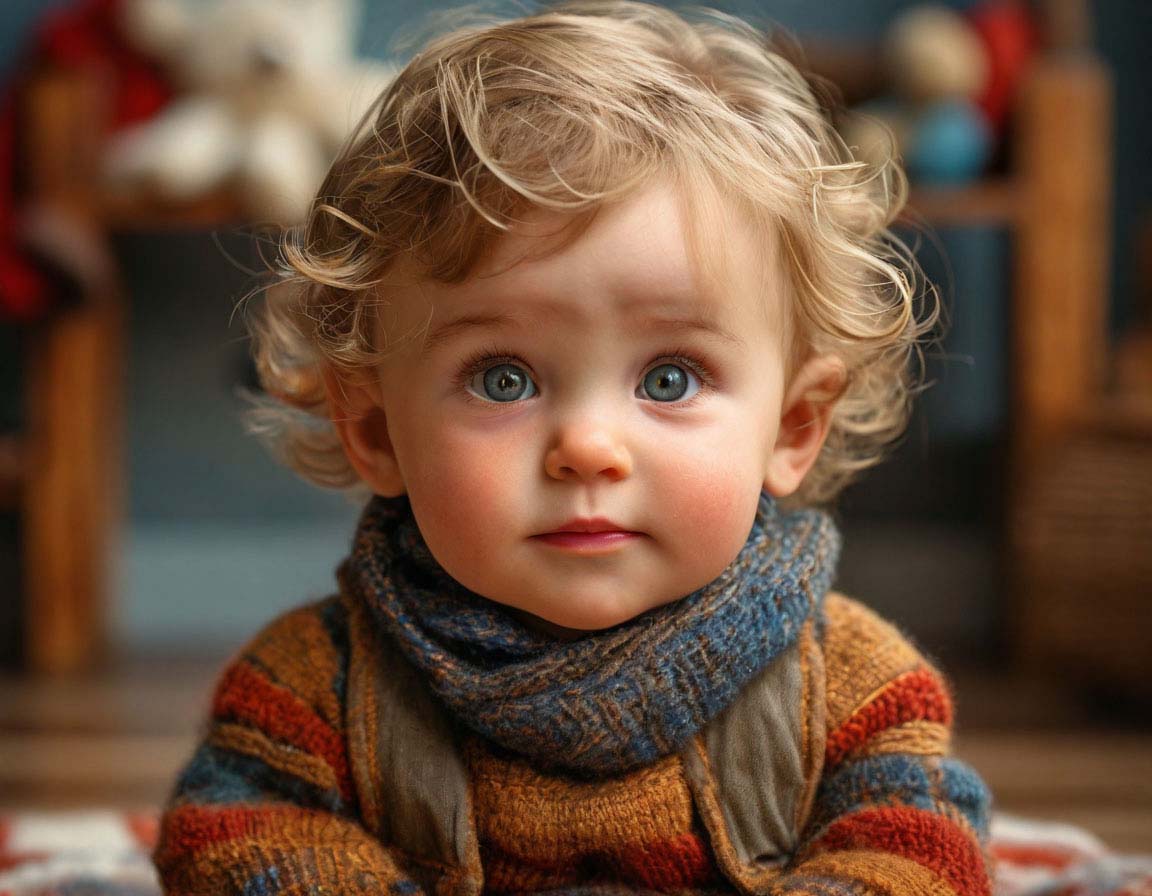 A smiling toddler in a warm, cozy home environment. Clear and loving boundaries provide security and confidence in young children.