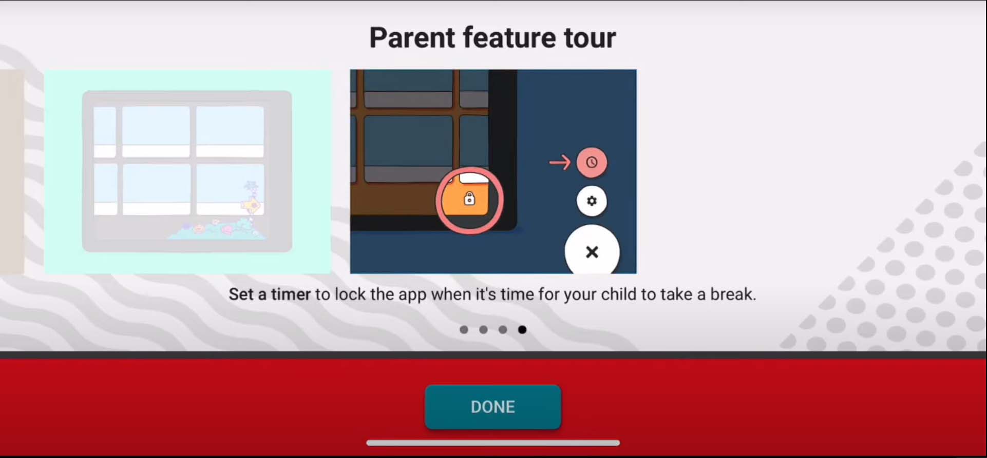 Set a timer on YouTube Kids to limit screen time. Parental control feature.