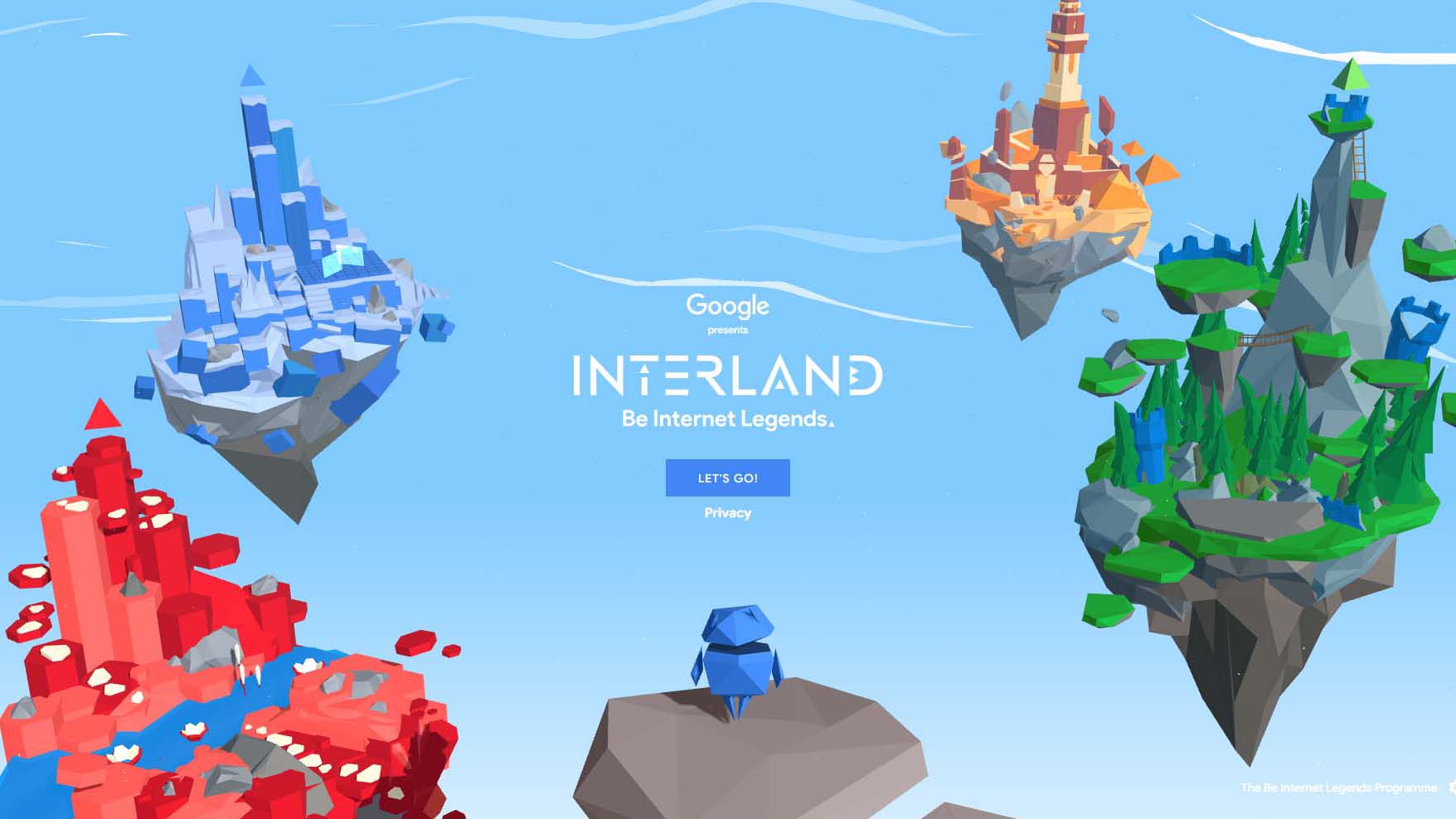 Floating islands from Interland game teaching cybersecurity to children.