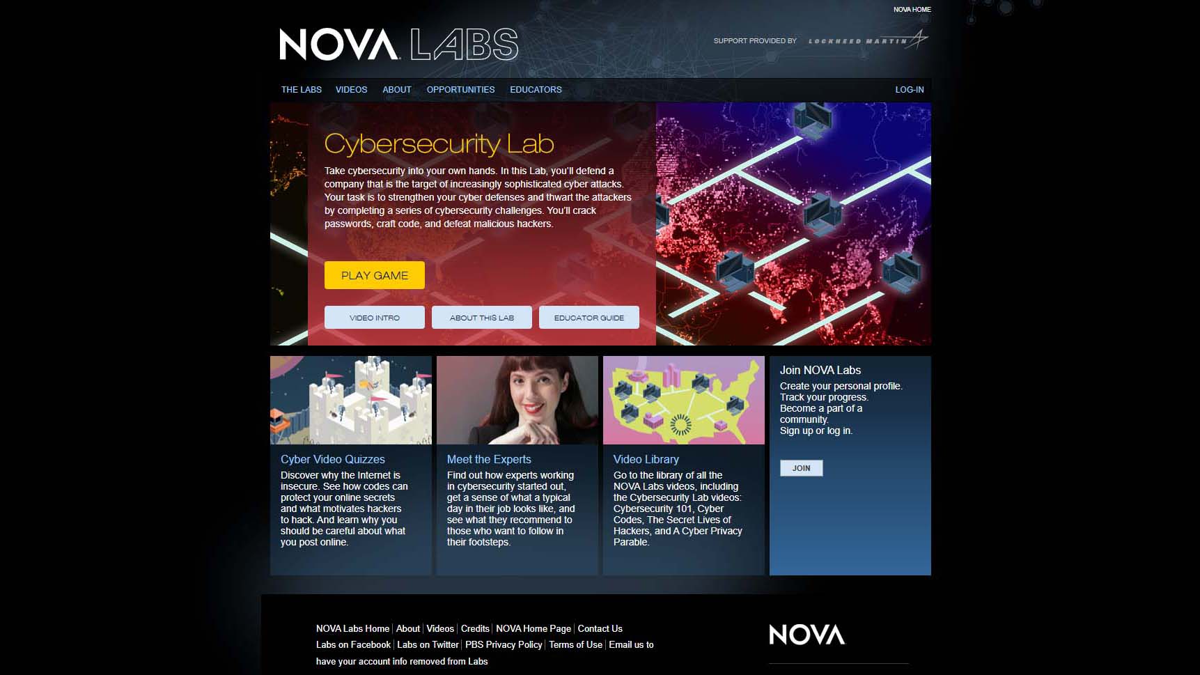 NOVA Labs cybersecurity challenge platform for middle and high school students. 