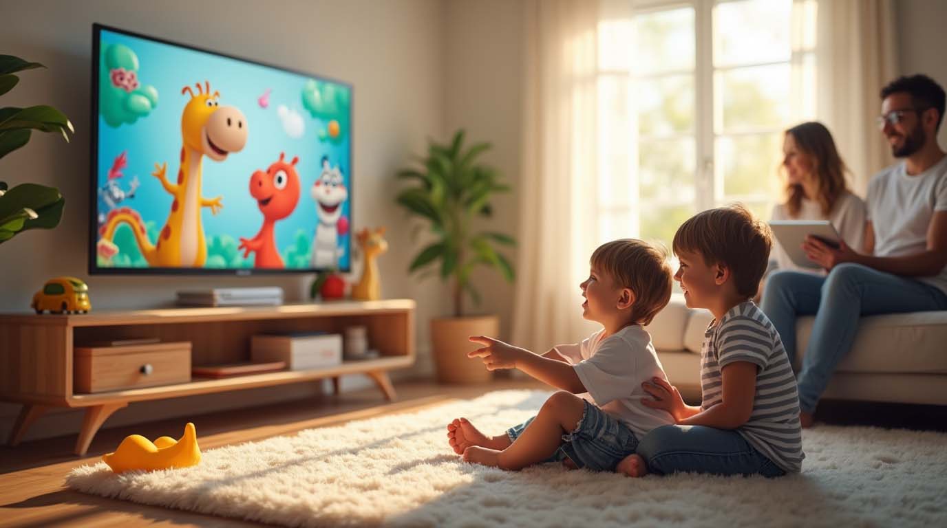 Group viewing session shows what kids watch on YouTube with family.