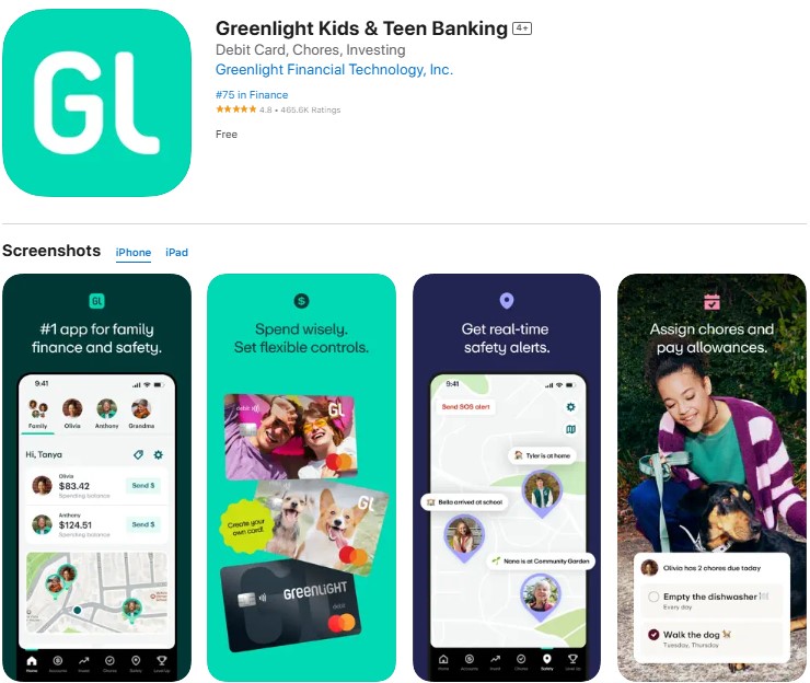 Greenlight-banking-app Greenlight app, a money management tool for kids.