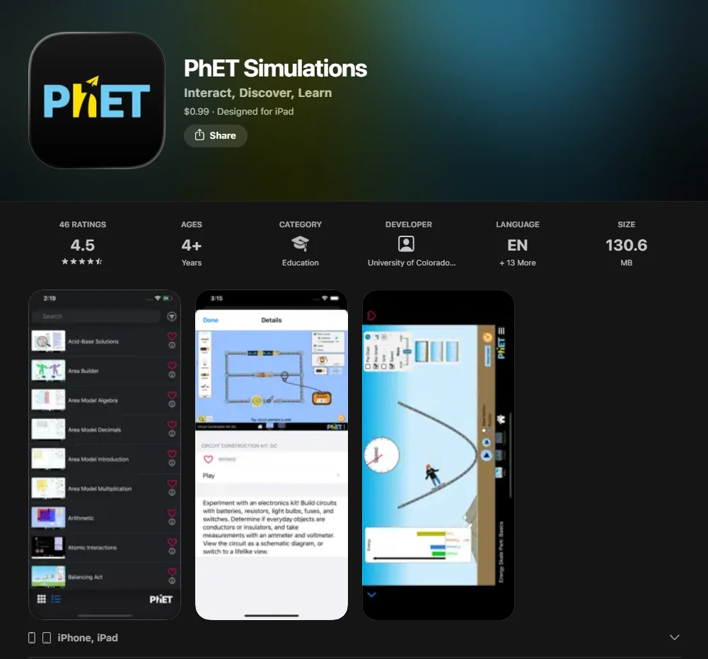  PhET Interactive Simulations Screenshot.
