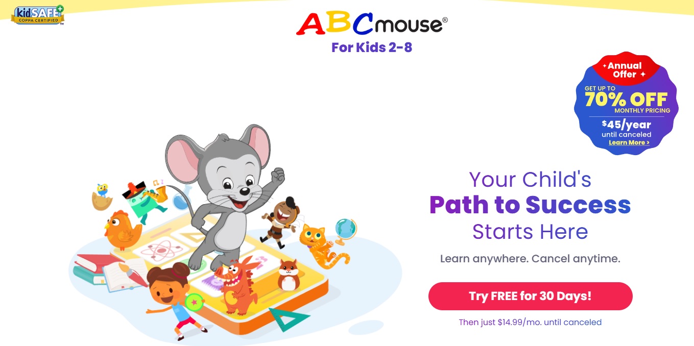 abcmouse-english-learning-app ABCmouse English learning app for kids aged 2-6, featuring animated characters and educational content.