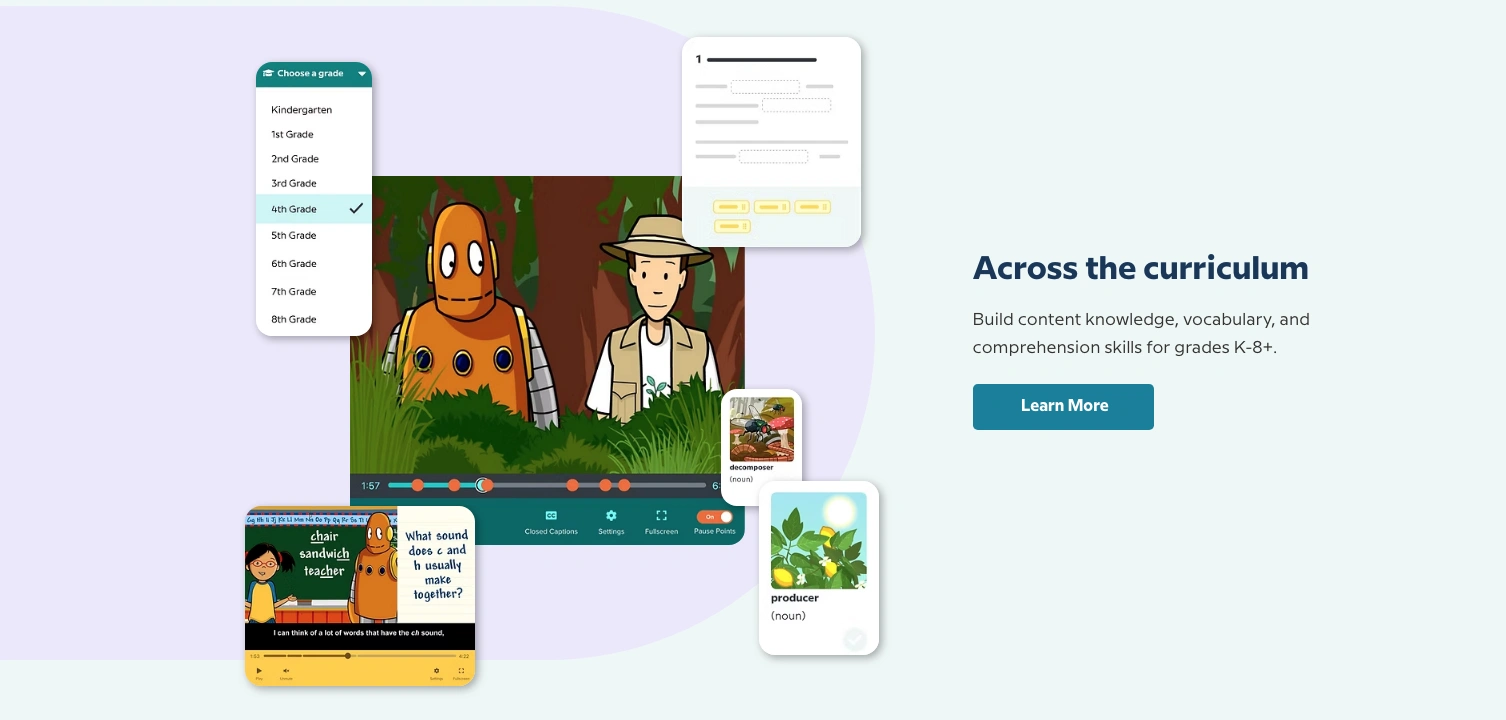 brainpop-educational-app-curriculum-grades-interface BrainPOP educational app curriculum grades interface with animated characters for interactive learning content.