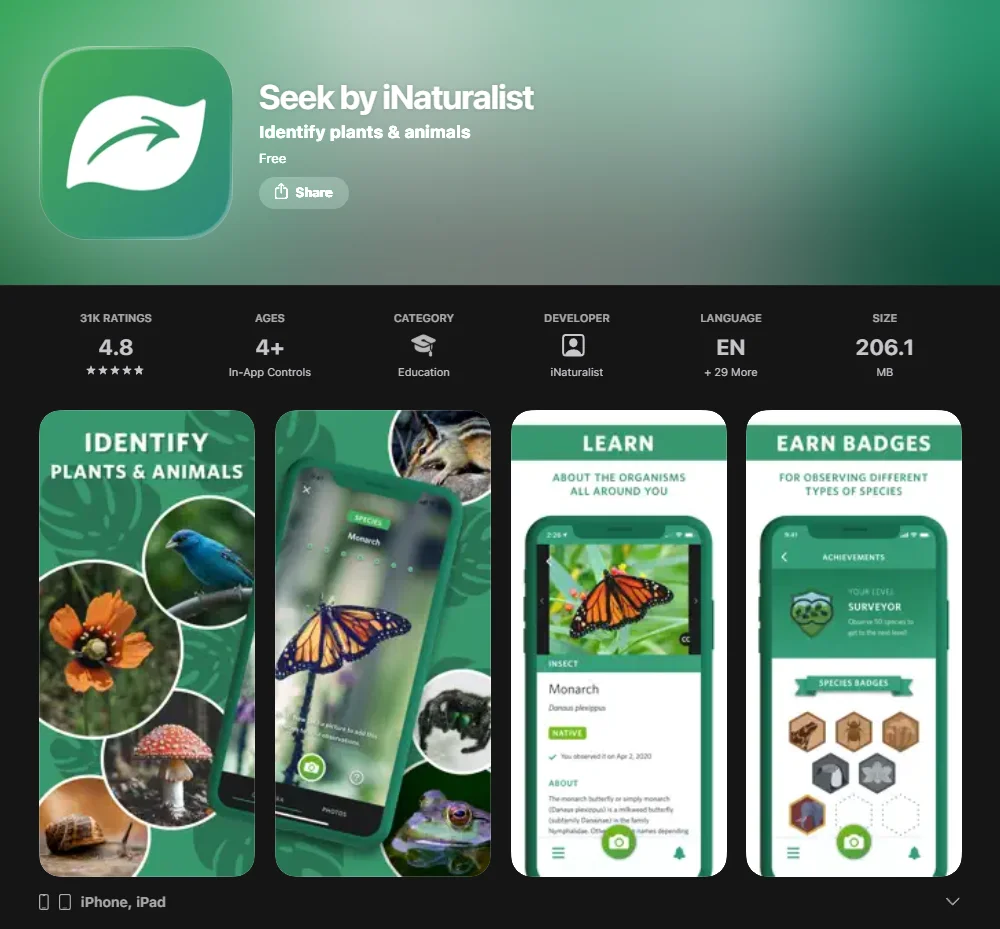 Seek by iNaturalist Screenshot.
