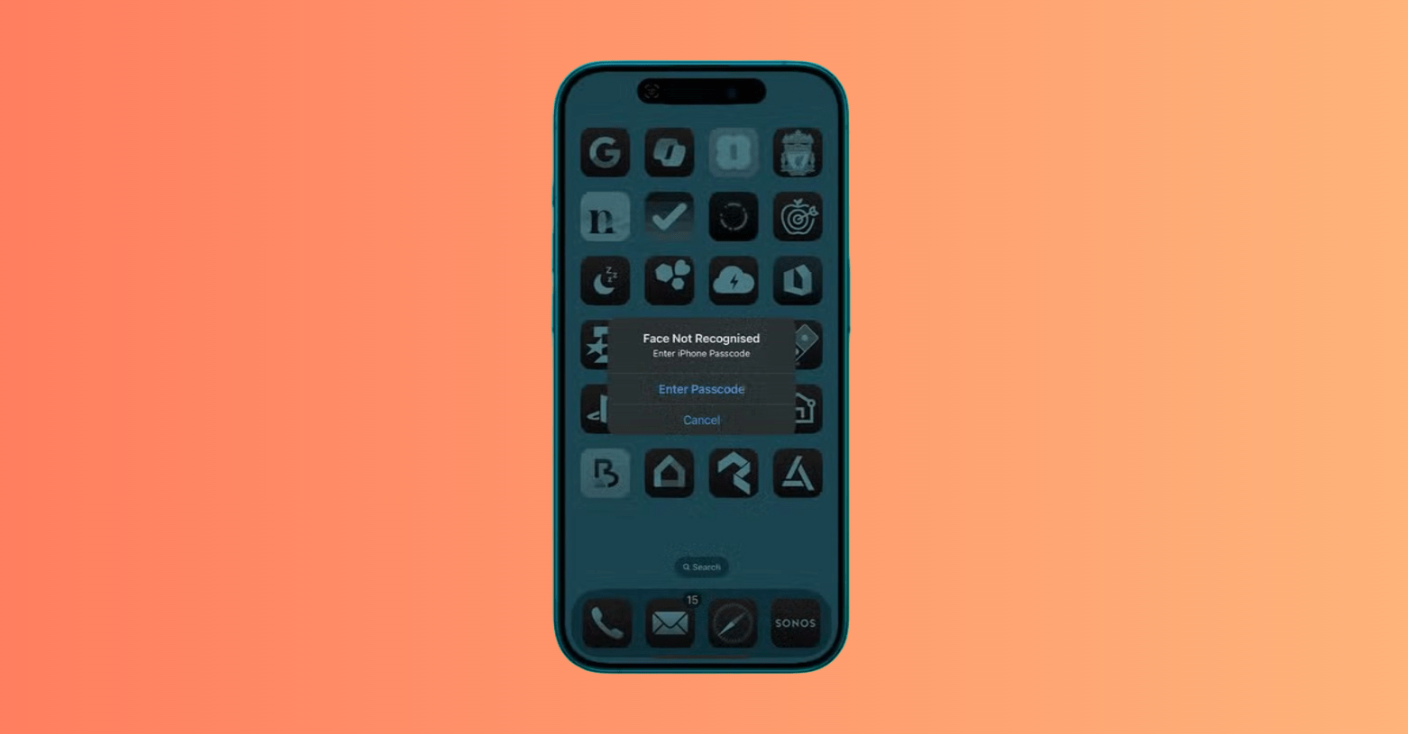 Passcode prompt shown when Face ID fails twice for hiding an app. Passcode prompt shown when Face ID fails twice for hiding an app.