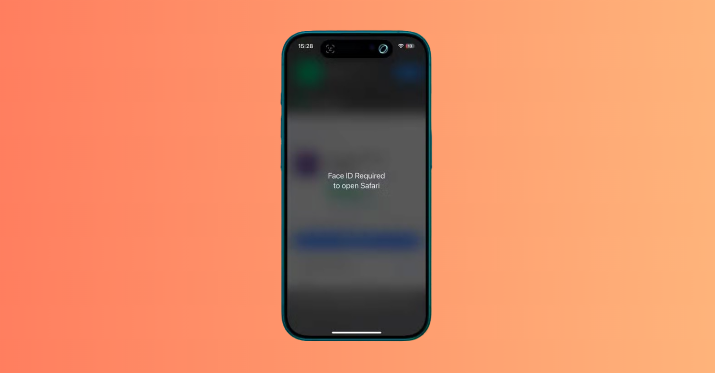 Face ID authentication prompt displayed when opening locked app. Face ID authentication prompt displayed when opening locked app.