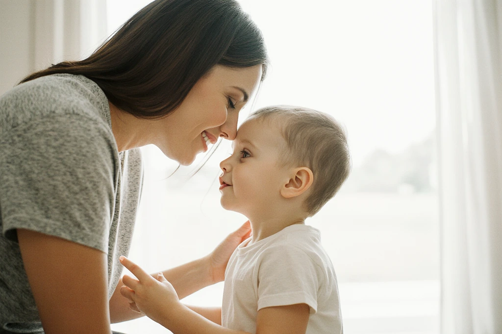 Positive Parenting Parent and child, showing the emotional benefits of positive discipline and strong family bonds.