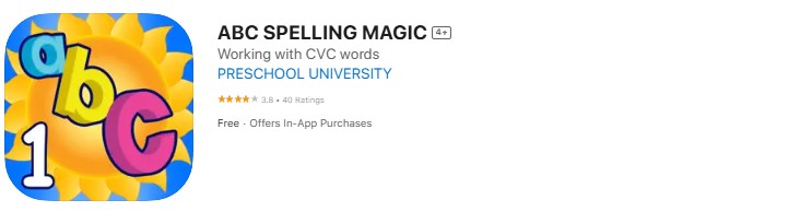 A screenshot from the ABC Spelling Magic app.
