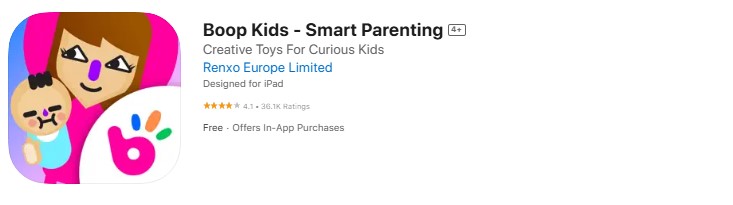 boop-kids-smart-parenting Screenshot of the Boop Kids app.