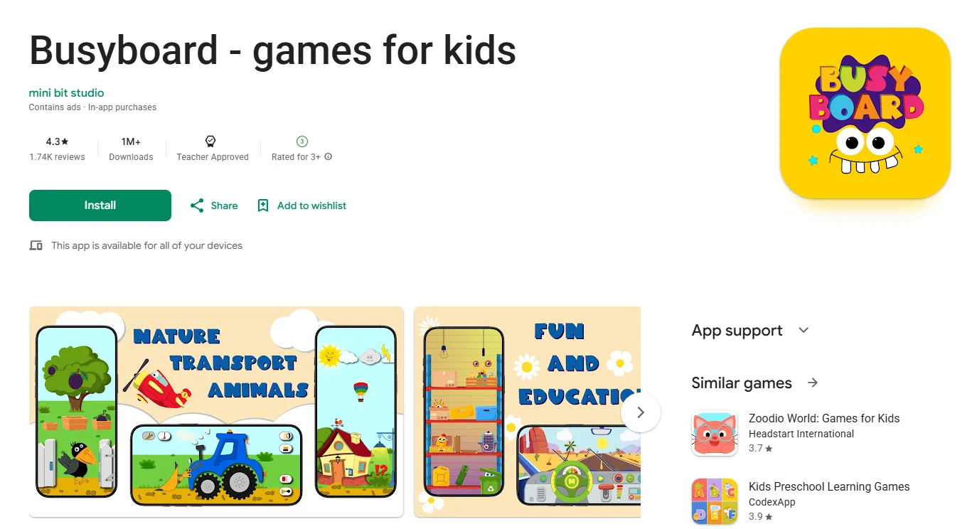  Busyboard games for kids with toddler learning activities.
