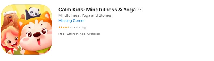 calm-kids Calm Kids app download page, showcasing its guided meditations for children with playful icons