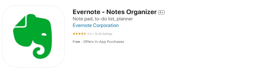 evernote-notes-organizer Screenshot of Evernote app.