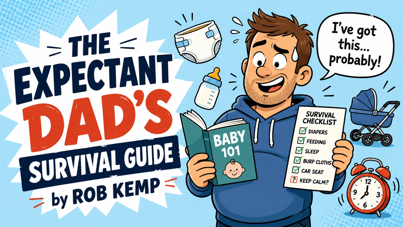 Expectant dads survival guide by Rob Kemp with new father checklist. 