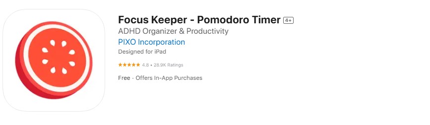 focus-keeper-pomodoro-timer Screenshot of Focus Keeper app.