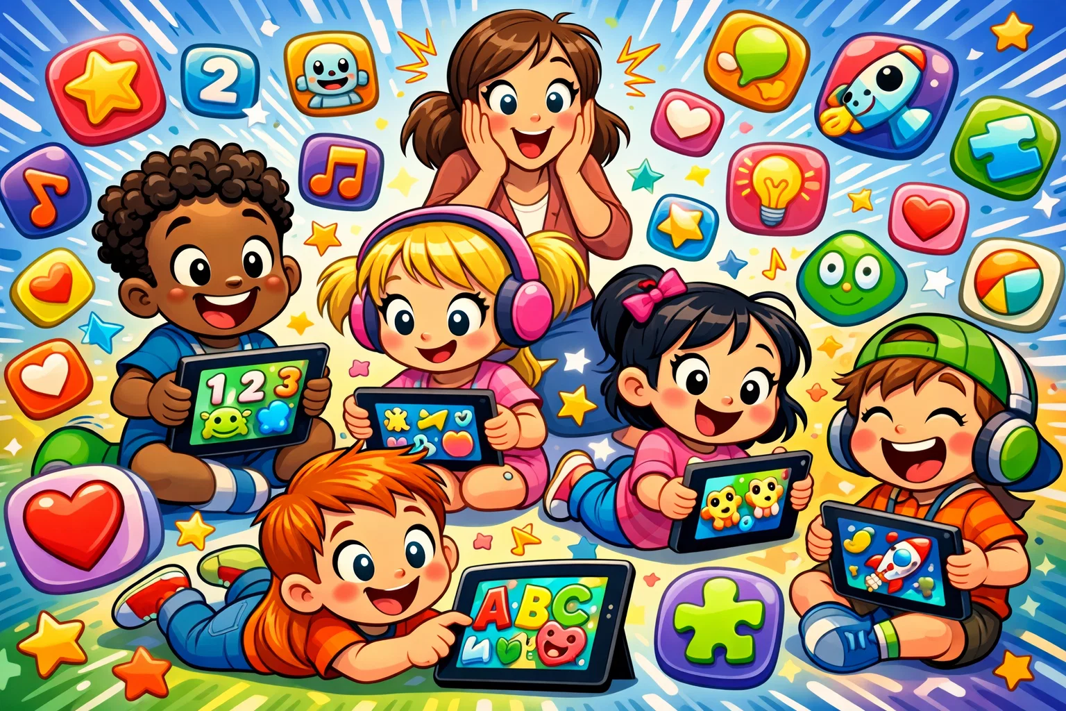 Free educational apps, toddlers and preschoolers using fun learning apps with letters numbers and games.