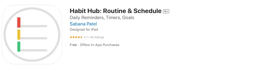 habit-hub-routine-schedule Screenshot of Habit Hub app.