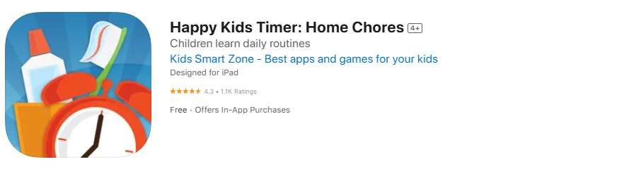happy-kids-timer-home-chores Screenshot of Happy Kids Timer Family Chores app.