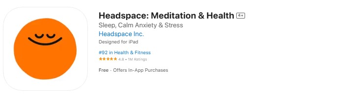 headspace-meditation-health Headspace app download page, highlighting its kids' meditation section with colorful visuals