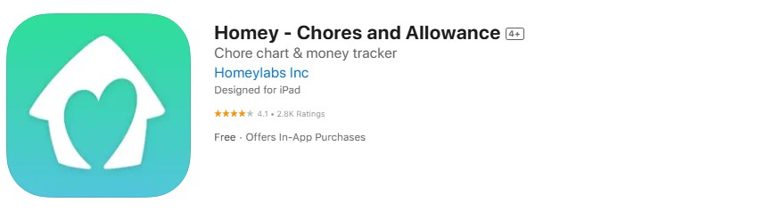 homey-chores-and-allowance Screenshot of Homey – Chores and Allowance app.
