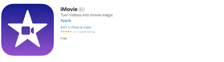 A screenshot of the iMovie app, Apple's free video editor for kids. A screenshot of the iMovie app, Apple's free video editor for kids.
