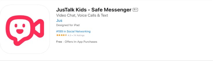 justalk-kids-safe-messenger Screenshot of the JusTalk Kids app.