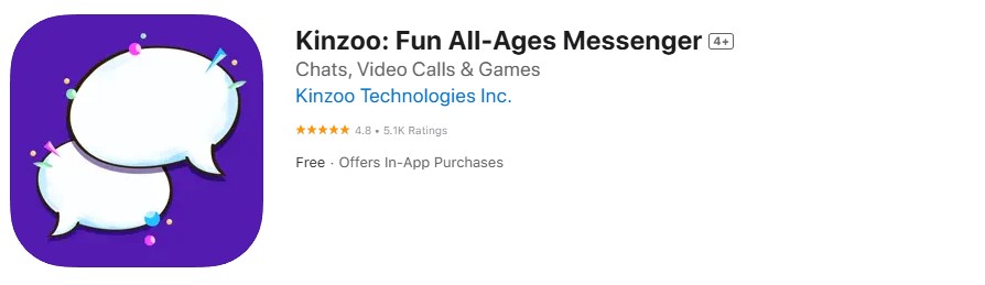 Kinzoo app store screenshot. Kinzoo Messenger app store screenshot.