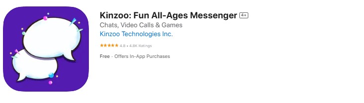 kinzoo-fun-all-ages-messenger Screenshot of the Kinzoo app.