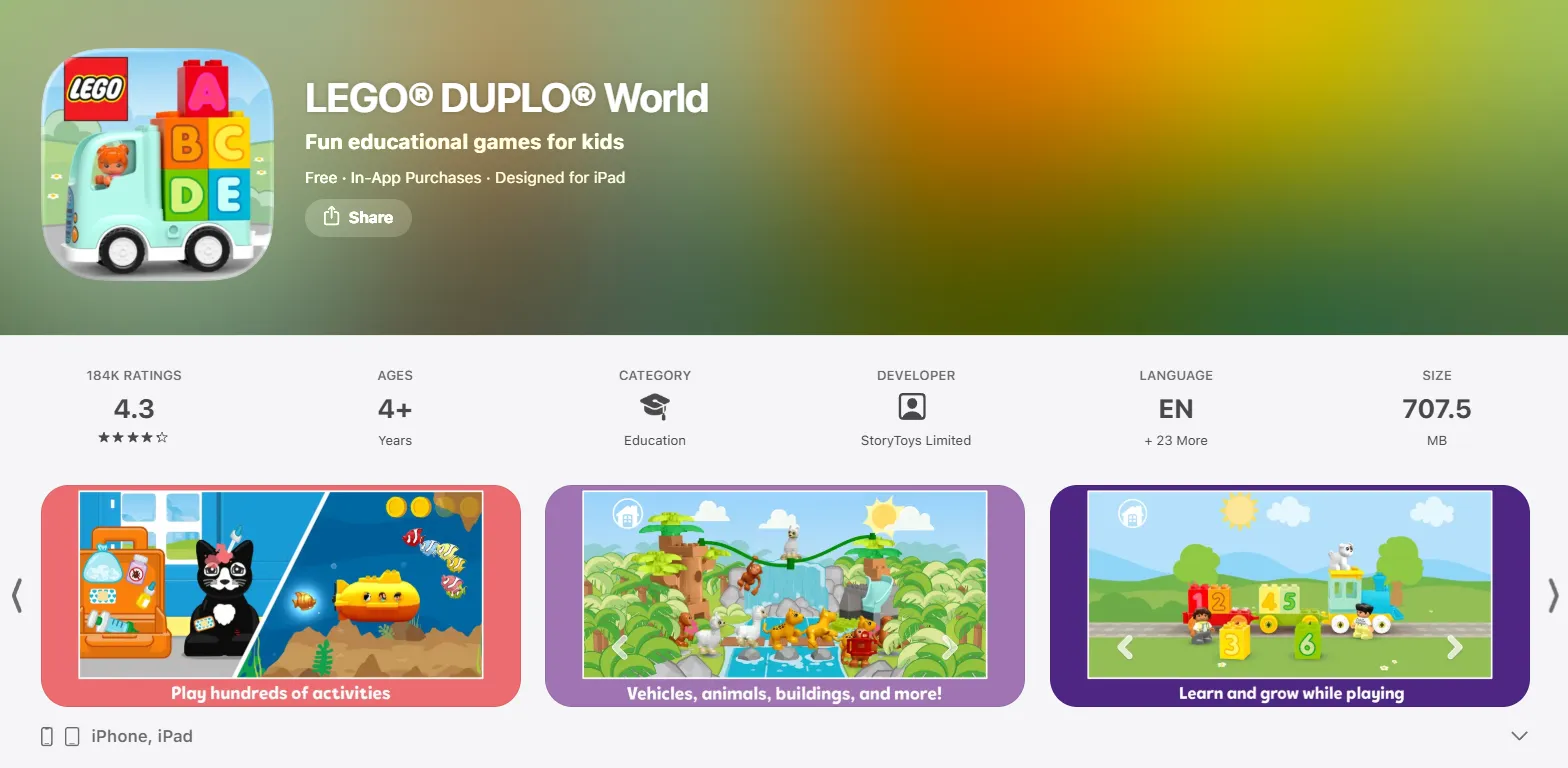  LEGO Duplo World with creative learning games for kids.
