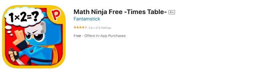 math-ninja-free-times-table Screenshot of Math Ninja app.