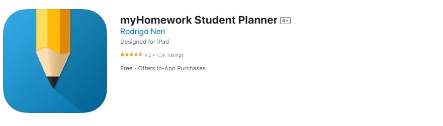 myhomework-student-planner Screenshot of myHomework app.