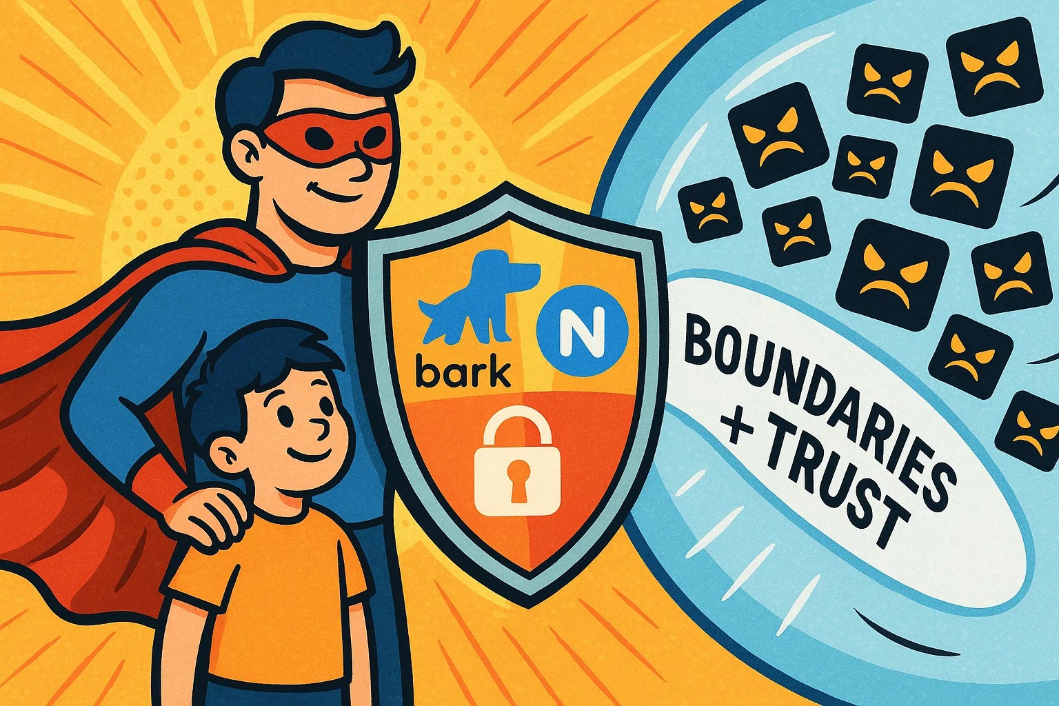 Parent protects child online using boundaries trust and parental control for safety. Parent protects child online using boundaries trust and parental control for safety.
