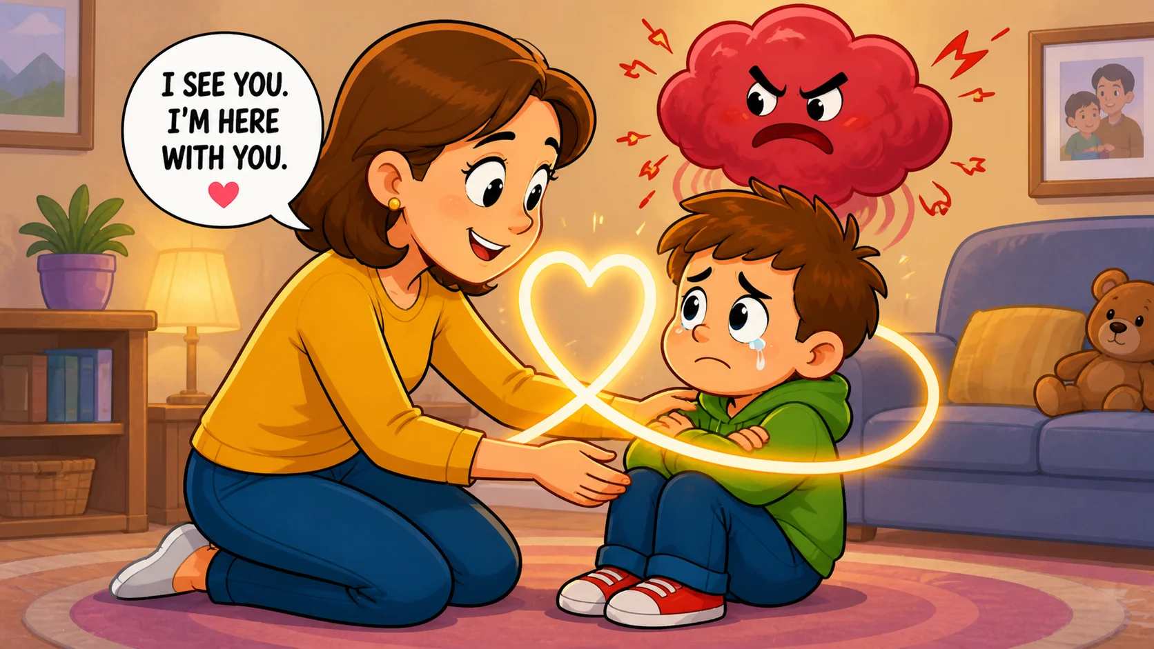 Parenting big feelings with connection supports positive discipline.