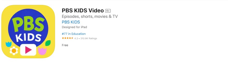 Screenshot of PBS KIDS Video app. 
