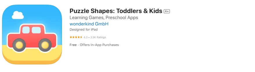 Screenshot of Puzzle Shapes: Toddlers & Kids app. 