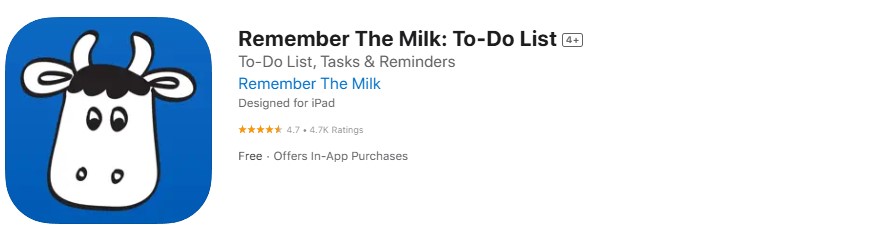 remember-the-milk-to-do-list Screenshot of Remember the Milk app.