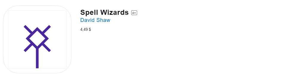 A screenshot from the Spell Wizards app.
