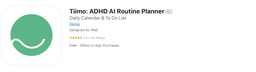 tiimo-adhd-ai-routine-planner Screenshot of Tiimo app.