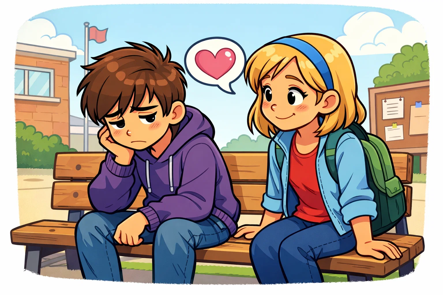What is empathy teen listening scene with one teenager comforting another.
