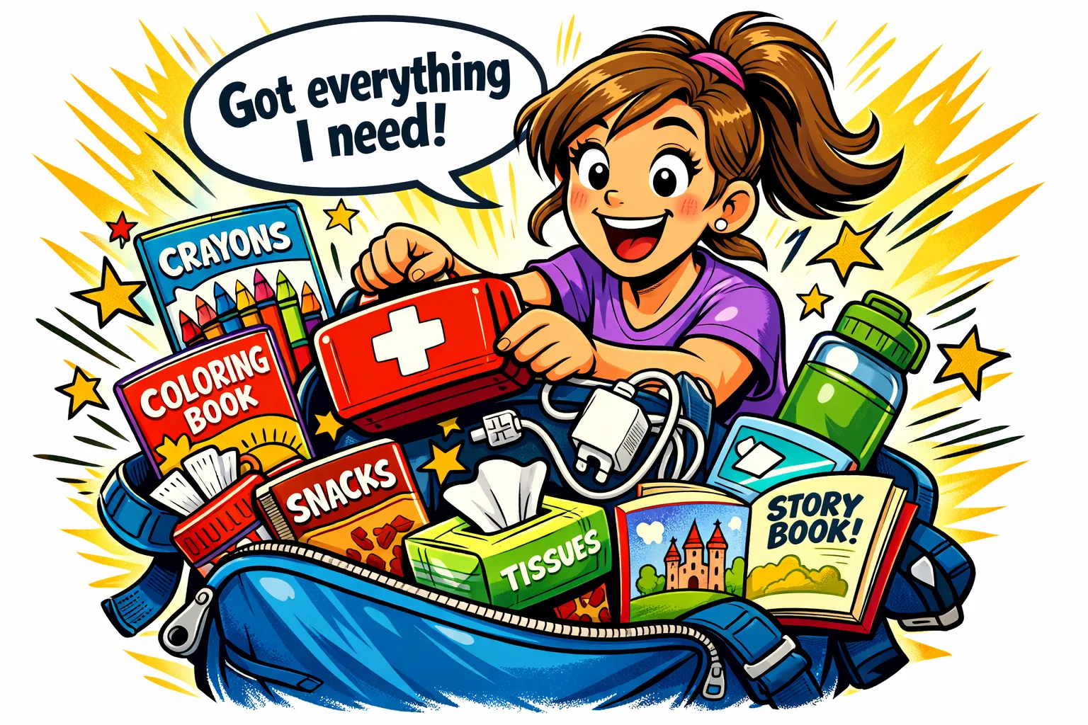 What to bring to a babysitting shift with supplies, snacks, and safety items.
