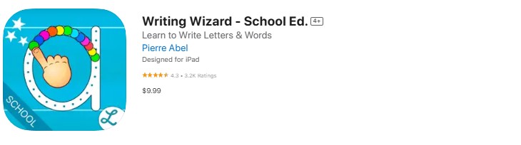 A screenshot from the Writing Wizard app.