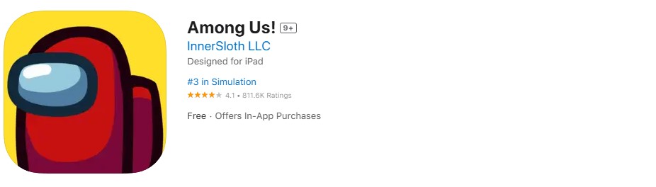 Among Us app store screenshot. Among Us app store screenshot.