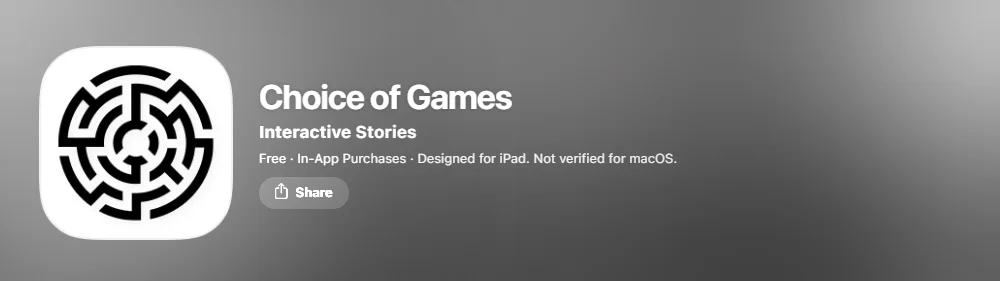  Screenshot of Choice of Games app.
